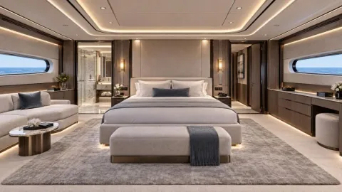 55m Super Yacht Owner Cabin